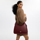 Coach Ella Shoulder Bag Gold Maroon