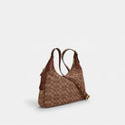 Coach Ella Shoulder Bag In Signature Chenille Gold Light Khaki Vintage Brown