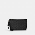 Coach Pouch In Signature Canvas Gunmetal Charcoal Black
