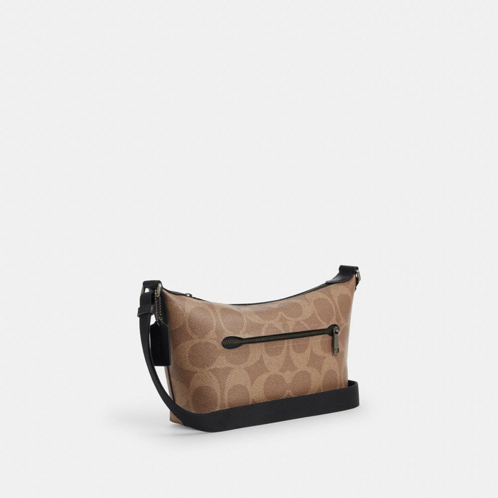 Coach Small Finn Crossbody Bag With Pouch In Maxi Signature Canvas Gunmetal Tan Black