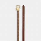 Coach Roller Buckle Cut To Size Reversible Belt In Signature Canvas With Charm, 18 Mm Gold Tan Brown