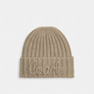 Coach Coach Script Knit Beanie Grey Birch