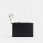 Coach Zip Card Case With Key Ring In Upcrafted Leather Black