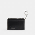 Coach Zip Card Case With Key Ring In Upcrafted Leather Black Chalk