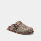 Men's Coach Buckle Clog In Signature Jacquard Oak Vintage Brown