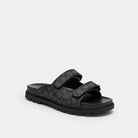 Men's Coach Double Banded Sandal In Signature Jacquard Charcoal Black