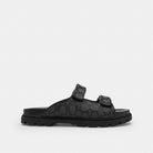 Men's Coach Double Banded Sandal In Signature Jacquard Charcoal Black