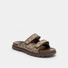 Men's Coach Double Banded Sandal In Signature Jacquard Oak Maple