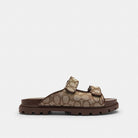 Men's Coach Double Banded Sandal In Signature Jacquard Oak Maple