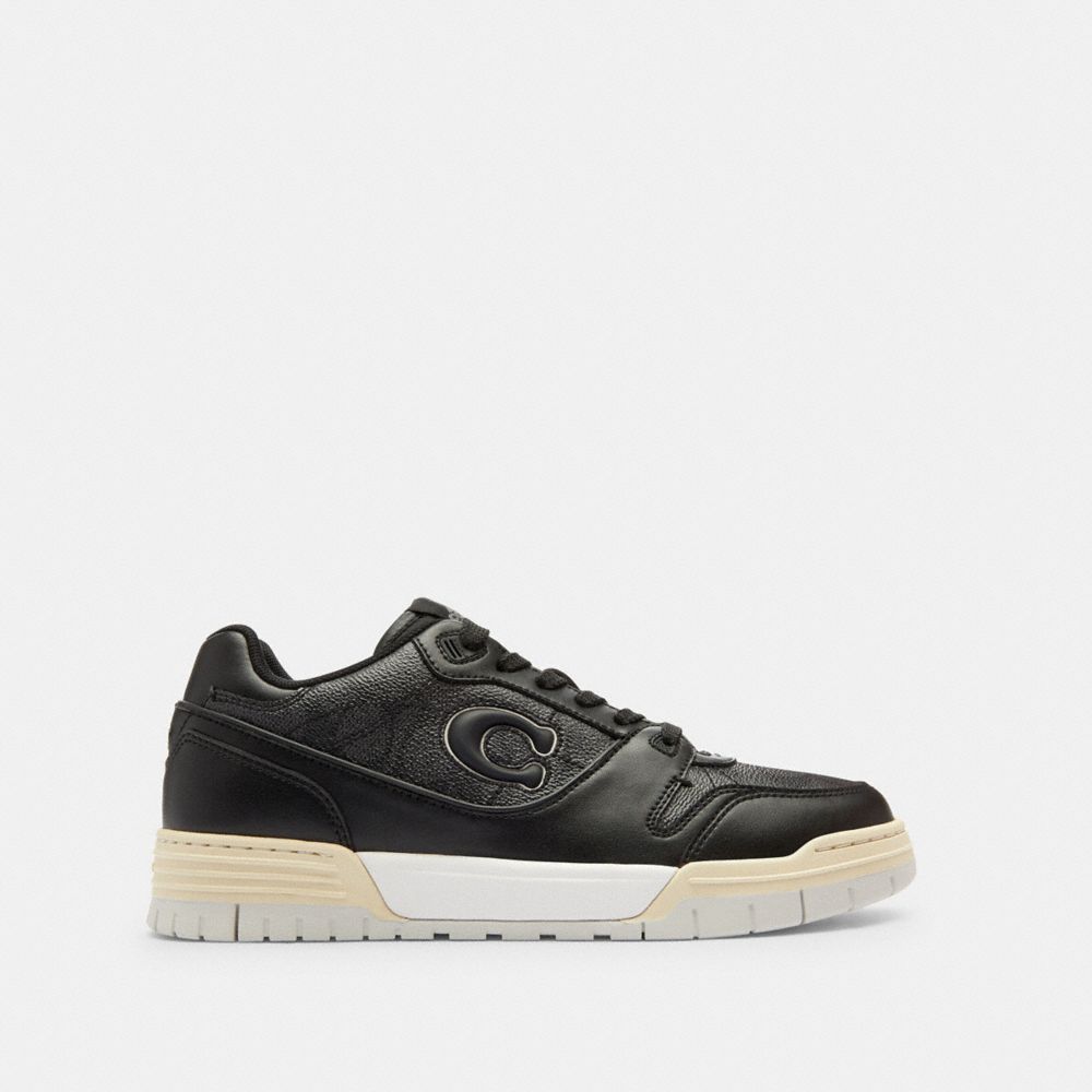 Women's Coach Soho Sneaker With Signature Canvas Charcoal Black