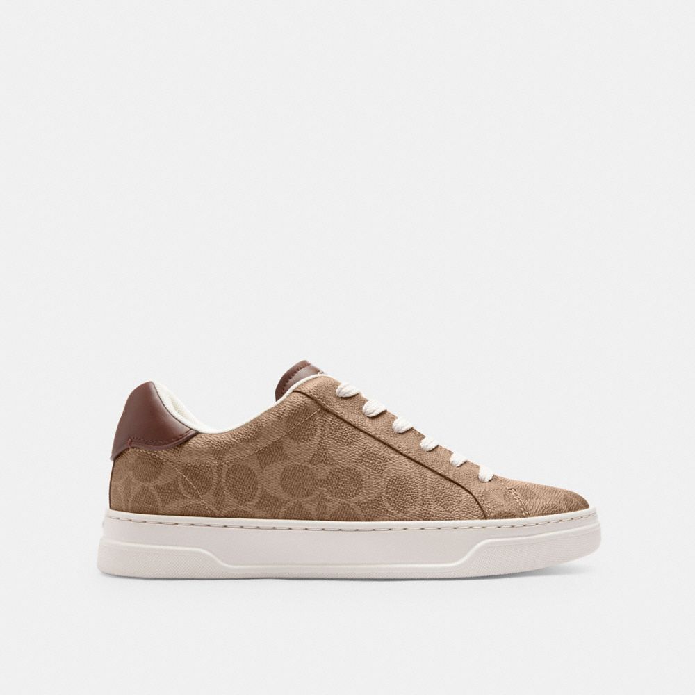 Women's Coach High Line Sneaker In Signature Canvas Brown Khaki