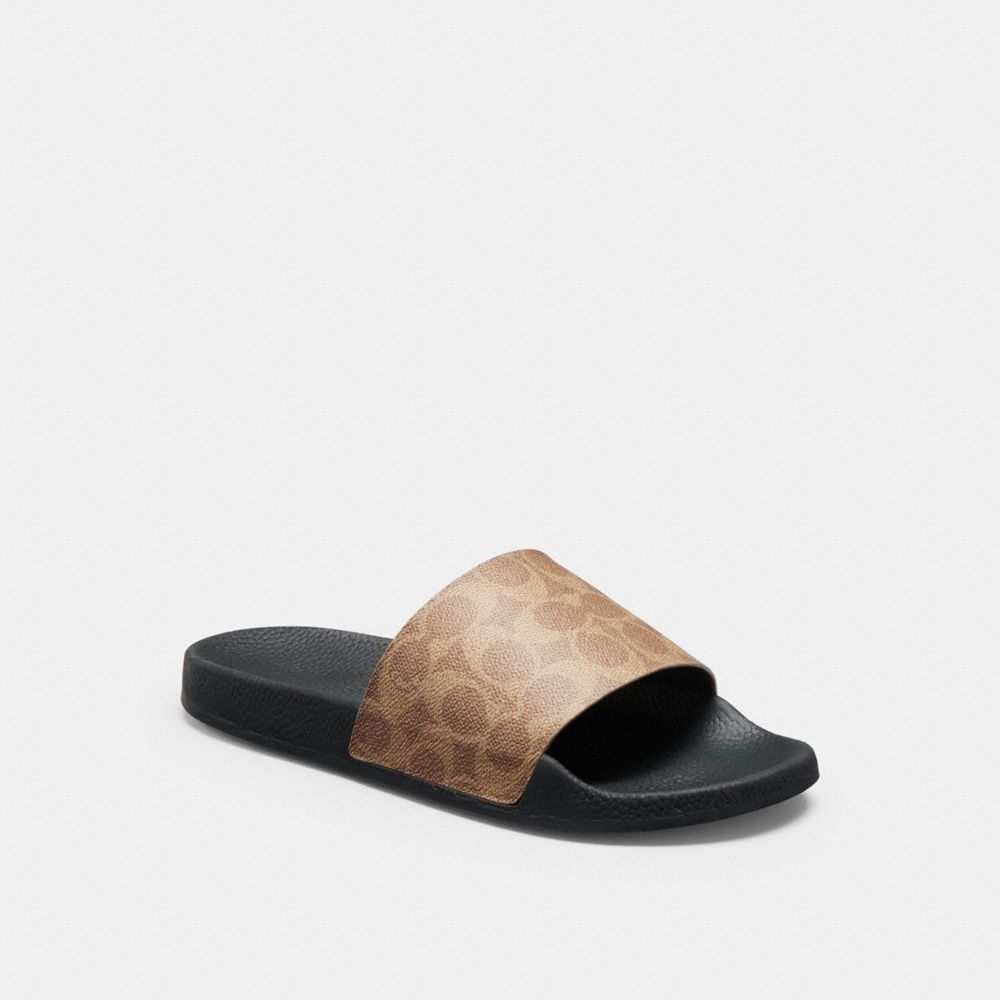 Women's Coach Udele Sport Slide In Signature Canvas Tan
