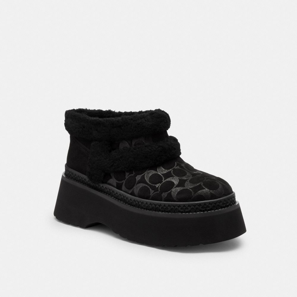Women's Coach Christina Bootie In Signature Suede Black