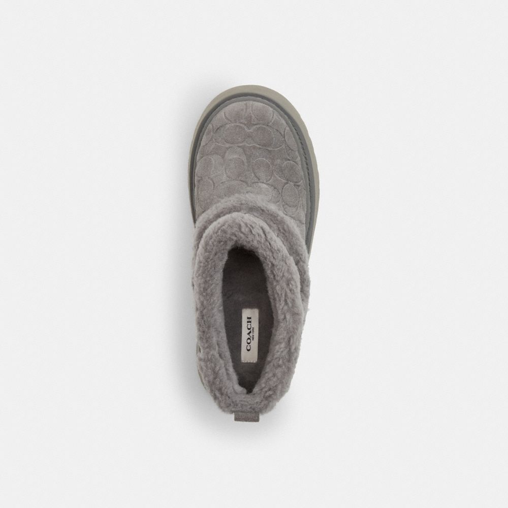 Women's Coach Christina Bootie In Signature Suede Charcoal
