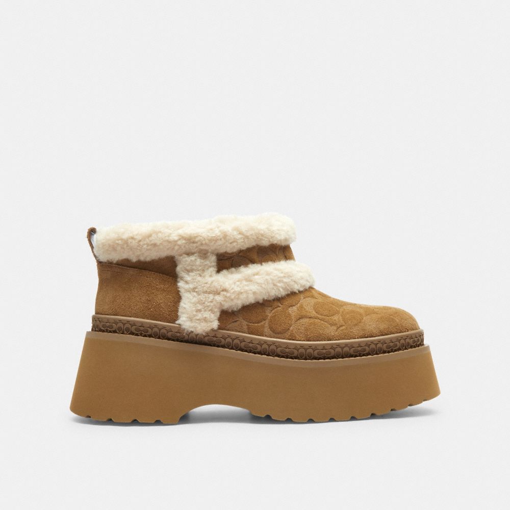 Women's Coach Christina Bootie In Signature Suede Tobacco