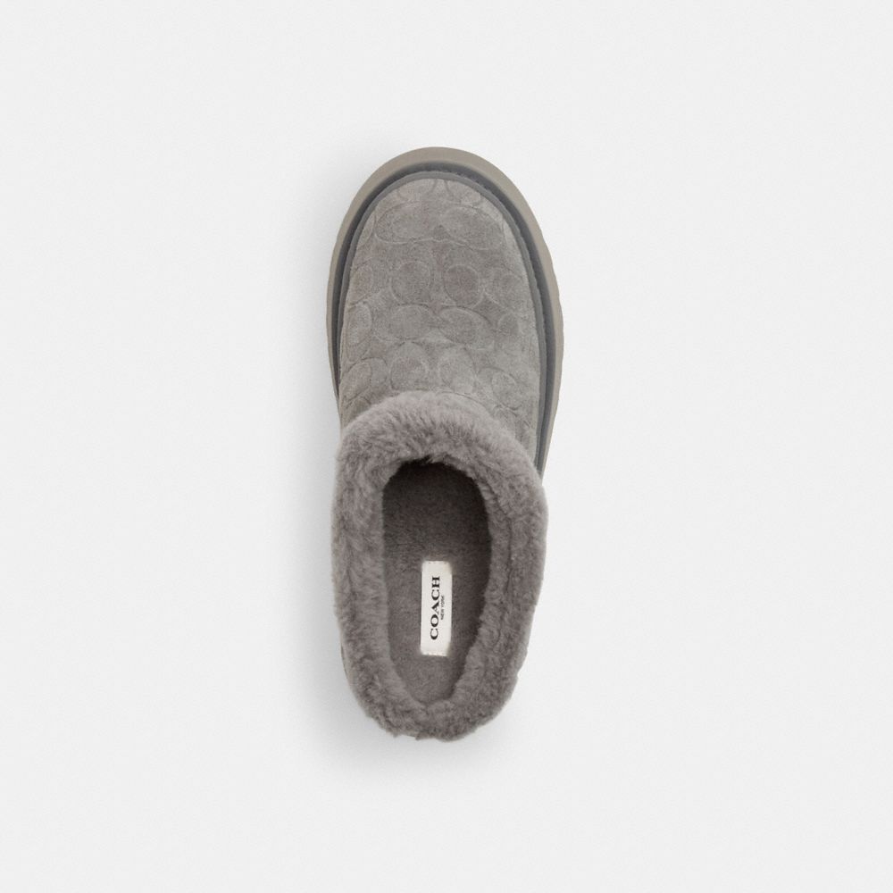 Women's Coach Cecelia Clog In Signature Suede Charcoal