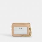 Coach Zip Card Case In Signature Leather Gold Oat