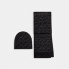 Coach Signature Metallic Beanie And Muffler Gift Set Black