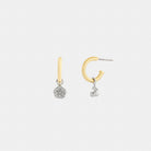 Coach Mini Tea Rose And Cherry Charm Hoop Earrings Gold Silver