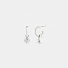 Coach Mini Dice And Rexy Charm Hoop Earrings Silver