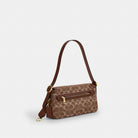 Coach Etta Small Flap Shoulder Bag In Signature Chenille Gold Light Khaki Vintage Brown