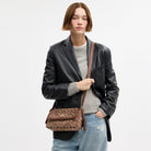 Coach Etta Small Flap Shoulder Bag In Signature Chenille Gold Light Khaki Vintage Brown