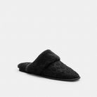 Women's Coach Sherpa Flat Mule In Signature Suede Black