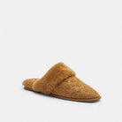 Women's Coach Sherpa Flat Mule In Signature Suede Tobacco