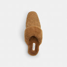 Women's Coach Sherpa Flat Mule In Signature Suede Tobacco