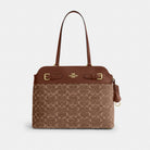 Coach Easton Tote Bag In Signature Chenille Gold Light Khaki Vintage Brown