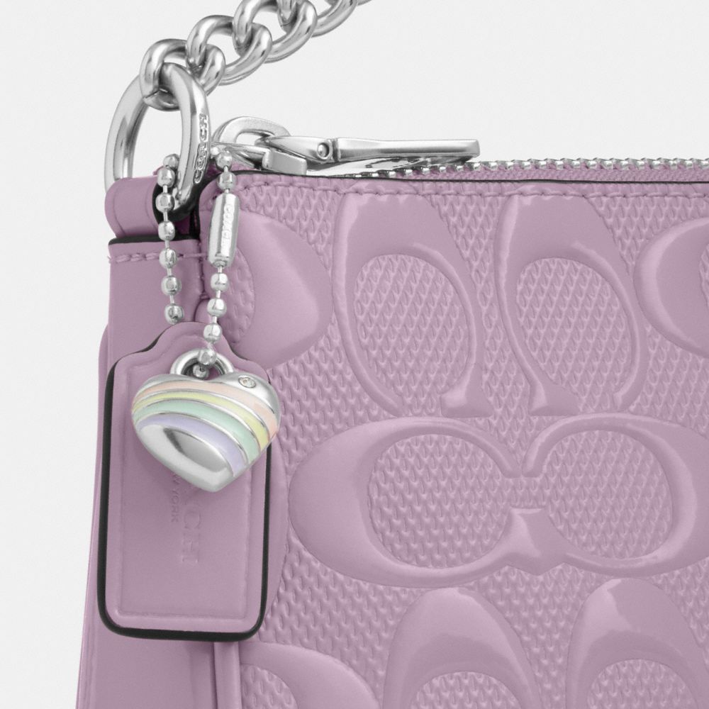 Coach Nolita 19 In Signature Leather With Heart Charm Silver Light Violet