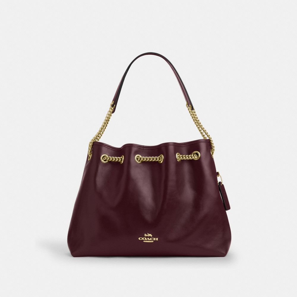 Coach Evelyn Shoulder Bag Gold Dark Wine – Dawntown