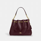 Coach Evelyn Shoulder Bag Gold Dark Wine