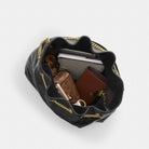 Coach Evelyn Large Shoulder Bag With Quilting Gold Black