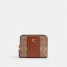 Coach Essential Billfold Wallet In Colorblock Signature Canvas Brass Tan Caramel