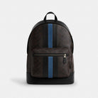 Coach West Backpack In Signature Canvas With Varsity Stripe Gunmetal