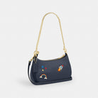 Coach Teri Mini Crossbody Bag With Embroidery Gold Dark Denim