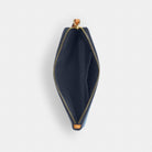 Coach Large Corner Zip Wristlet In Signature Denim Gold Indigo