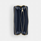 Coach Long Zip Around Wallet In Signature Denim Gold Indigo