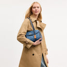 Coach Bridget Flap Shoulder Bag In Signature Denim Gold Indigo