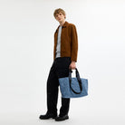 Coach Small Tour Tote Bag In Signature Denim Silver Denim