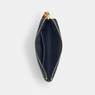 Coach Corner Zip Wristlet In Signature Denim Gold Indigo