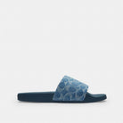 Women's Coach Udele Sport Slide In Regenerative Cotton Signature Denim Indigo