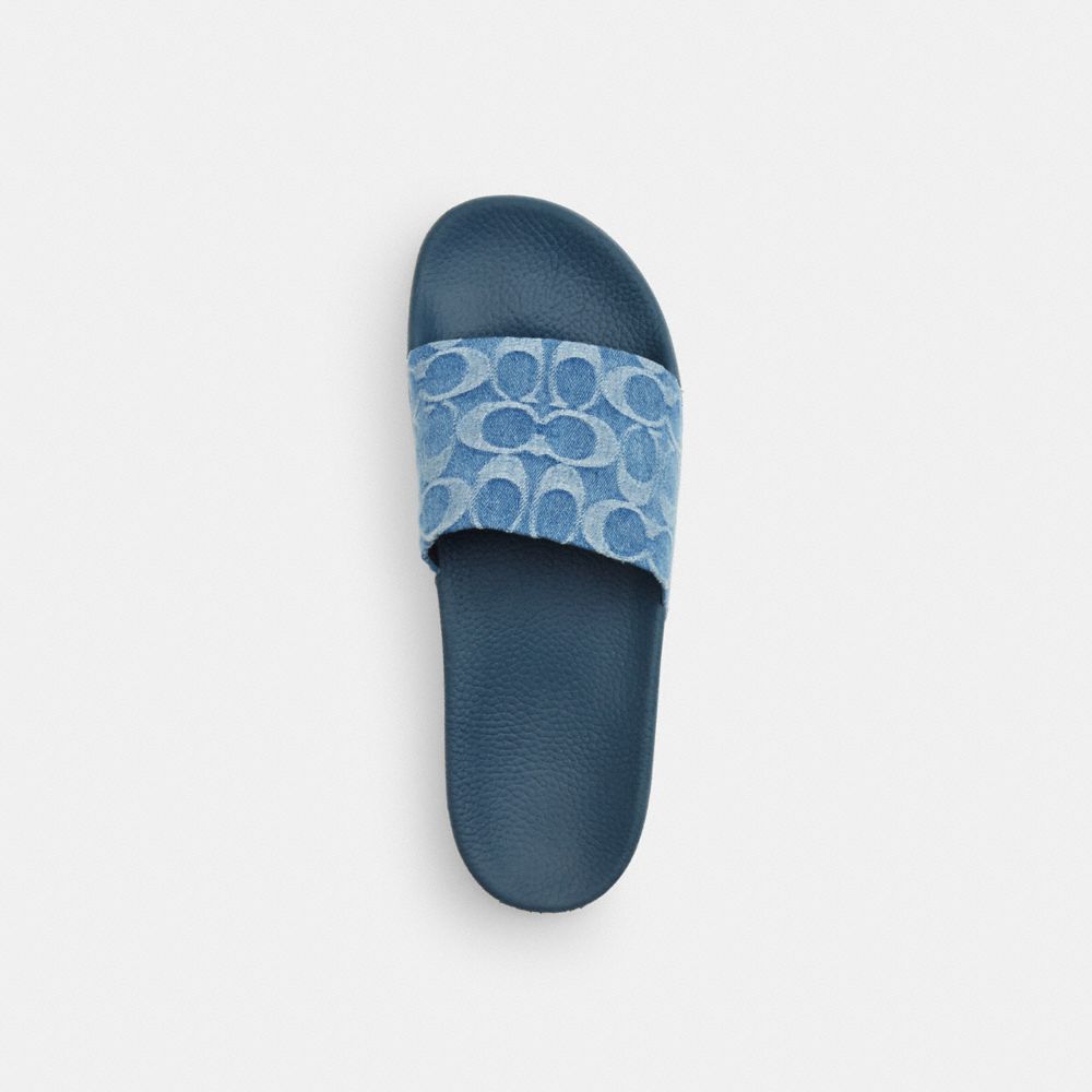 Women's Coach Udele Sport Slide In Regenerative Cotton Signature Denim Indigo