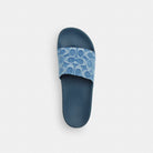 Women's Coach Udele Sport Slide In Regenerative Cotton Signature Denim Indigo