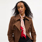 Coach Sculpted C Cherries Print Silk Wide Skinny Scarf Chalk Red