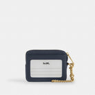 Coach Zip Card Case In Signature Denim Gold Indigo
