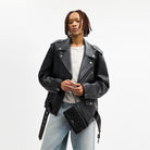Coach Double Zip Wallet In Signature Denim Silver Black