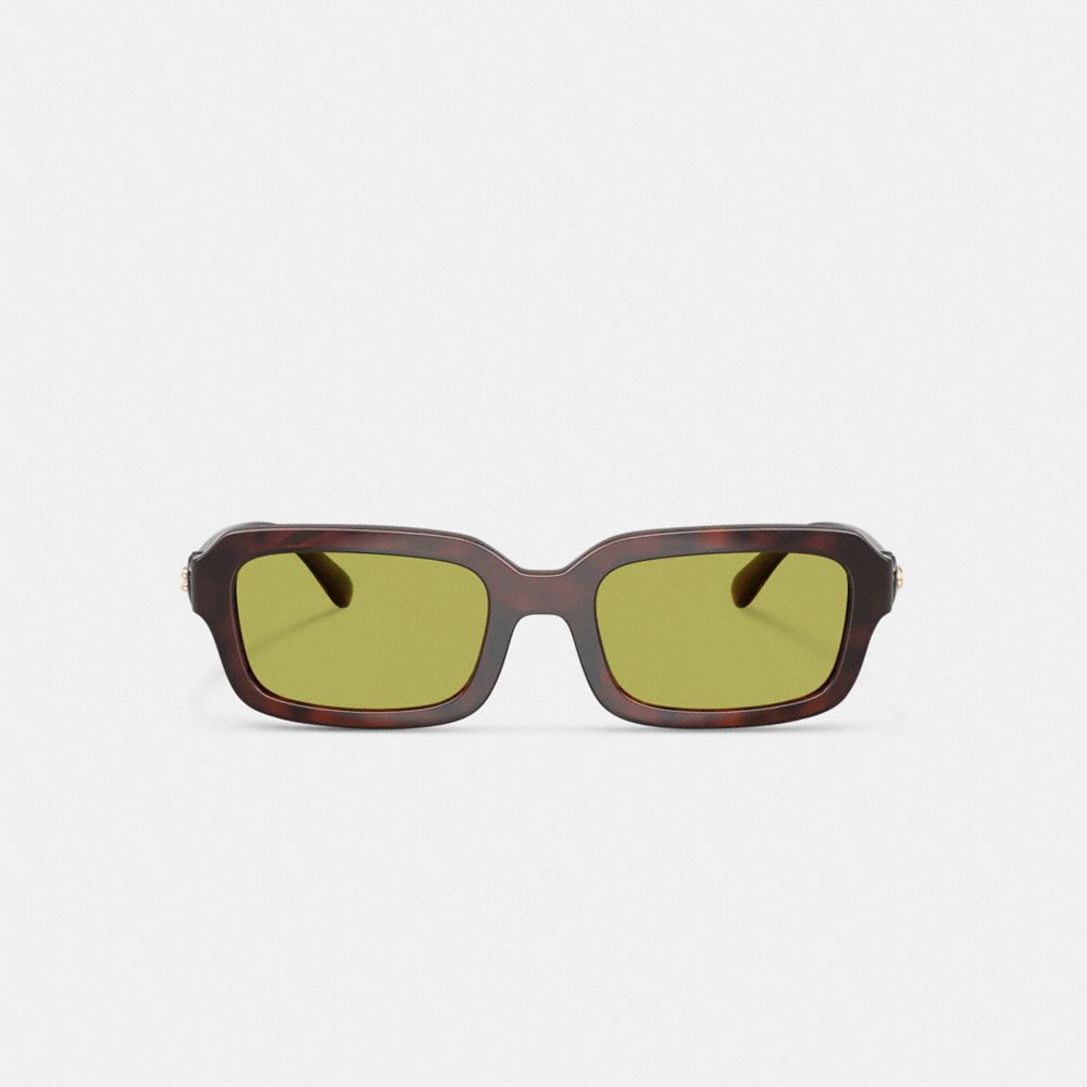 Coach C Heart Narrow Square Sunglassses Dark Tortoise