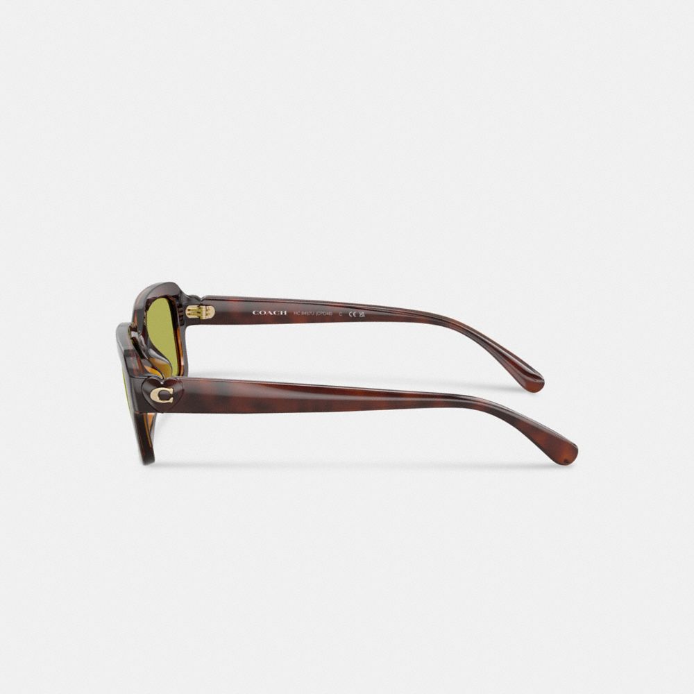 Coach C Heart Narrow Square Sunglassses Dark Tortoise